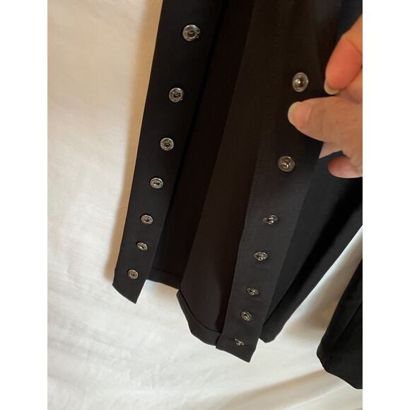 Lovers & Friends NWOT Size M Black Wide Leg Trouser Pants Hidden Snap Outseam - Picture 4 of 8